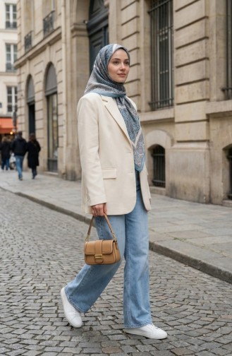 Écharpe En Coton à Motifs Karaca 81091-04 Bleu Terracotta 81091-04