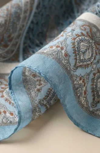 وشاح قطني بنقشة كاراكا 81091-04 أزرق تيراكوتا 81091-04