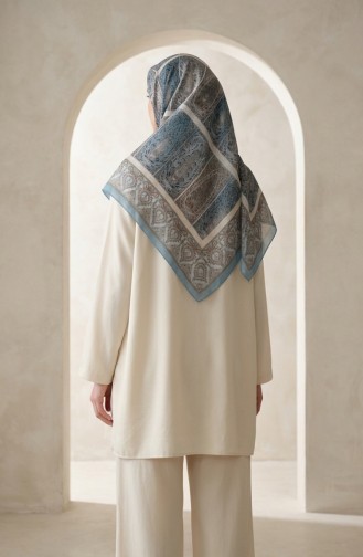 Écharpe En Coton à Motifs Karaca 81091-04 Bleu Terracotta 81091-04