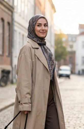 Karaca Katoenen Sjaal Met Patroon 81091-06 Zwartbruin 81091-06