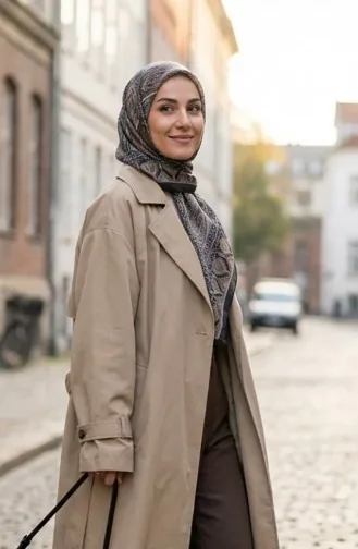 وشاح قطني بنقوش كاراكا 81091-06 أسود بني 81091-06