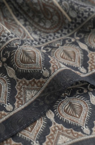 Karaca Katoenen Sjaal Met Patroon 81091-06 Zwartbruin 81091-06