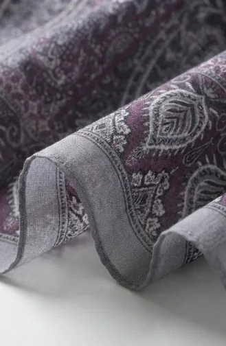 Karaca Patterned Cotton Scarf 81091-07 Grey Plum 81091-07