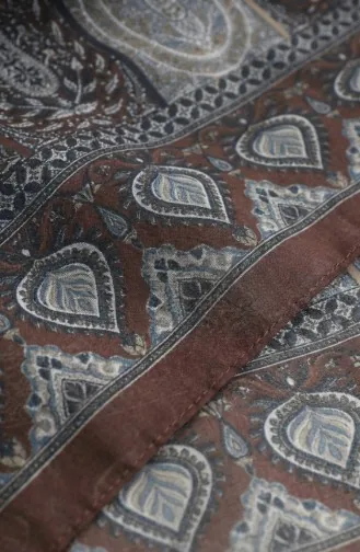 Karaca Patterned Cotton Scarf 81091-08 Light Brown Green 81091-08