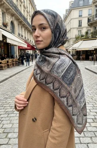 Karaca Patterned Cotton Scarf 81091-09 Brown Black 81091-09