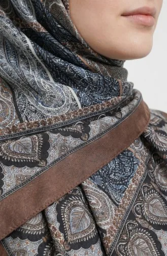 Karaca Patterned Cotton Scarf 81091-09 Brown Black 81091-09