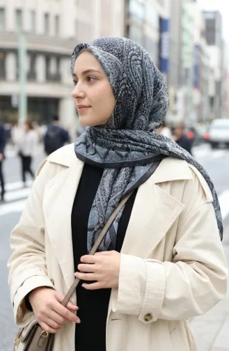 وشاح قطني بنقشة كاراكا 81091-10 أزرق داكن نيلي 81091-10
