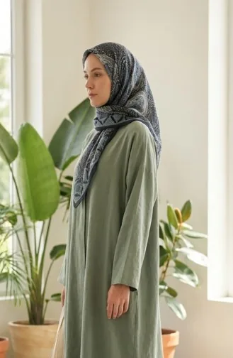وشاح قطني بنقشة كاراكا 81091-10 أزرق داكن نيلي 81091-10