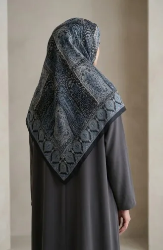 وشاح قطني بنقشة كاراكا 81091-10 أزرق داكن نيلي 81091-10