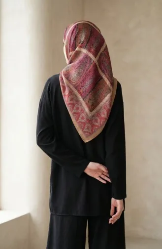 Karaca Patterned Cotton Scarf 81091-12 Mustard Terracotta 81091-12