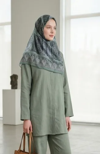Karaca Desenli Cotton Eşarp 81091-13 Yeşil