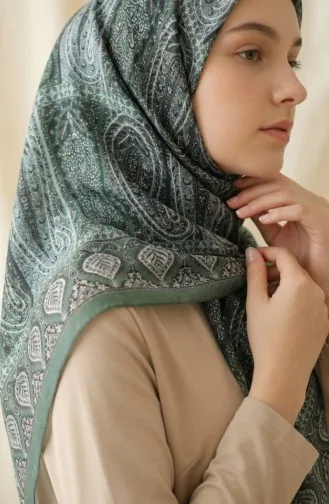 Karaca Desenli Cotton Eşarp 81091-13 Yeşil