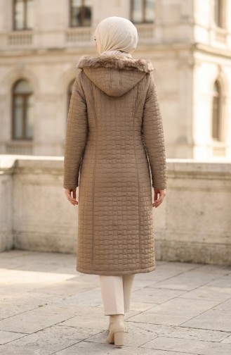 Büyük Beden Kapitone Mont 6133-04 Vizon