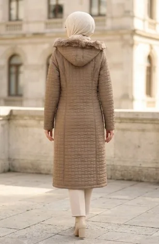 Büyük Beden Kapitone Mont 6133-04 Vizon