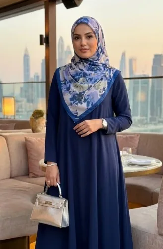 وشاح ناعم منقوش 70317-05 أزرق داكن بنفسجي 70317-05