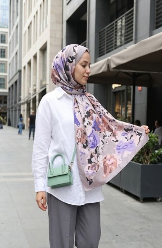 وشاح ناعم منقوش 70317-07 لون أرجواني فاتح 70317-07