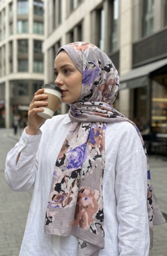 وشاح ناعم منقوش 70317-07 لون أرجواني فاتح 70317-07