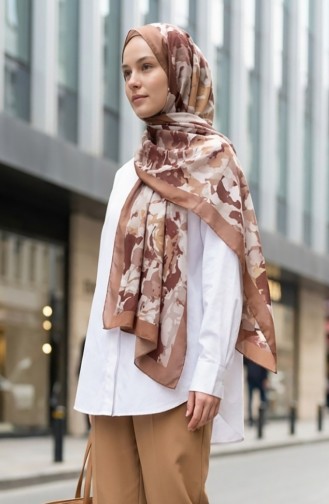 Desenli Soft Şal 70317-10 Sütlü kahve