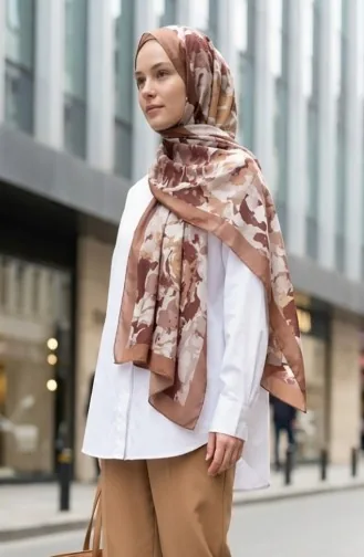 Patterned Soft Scarf 70317-10 Milk Coffee 70317-10