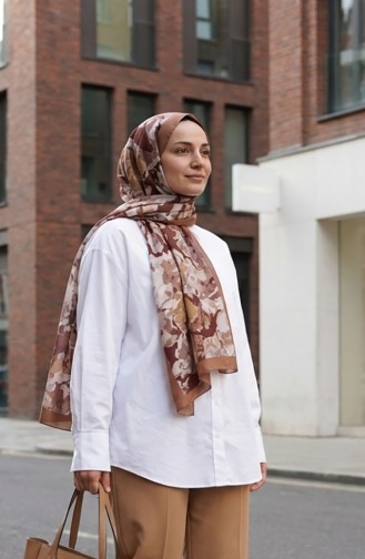 Desenli Soft Şal 70317-10 Sütlü kahve