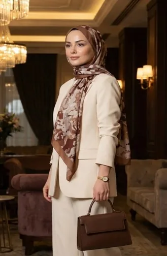 Patterned Soft Scarf 70317-10 Milk Coffee 70317-10