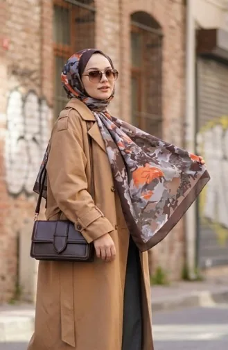 Gemusterter Weicher Schal 70317-11 Braun Khaki 70317-11