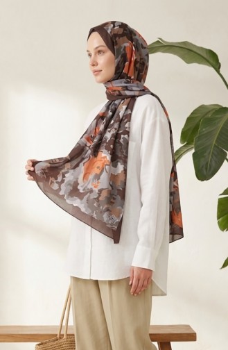 وشاح ناعم منقوش 70317-11 بني كاكي 70317-11