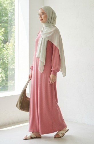 Gathered Detail Pleated Hijab Dress 2187-01 Powder Pink 2187-01