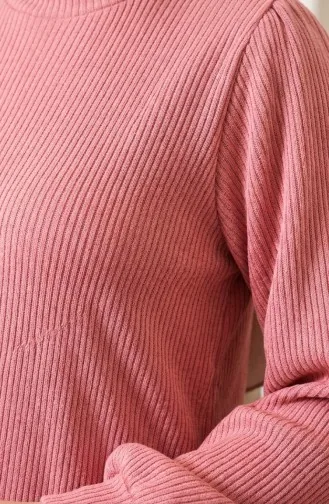 Robe Hijab Plissée à Détails Froncés 2187-01 Rose Poudré 2187-01