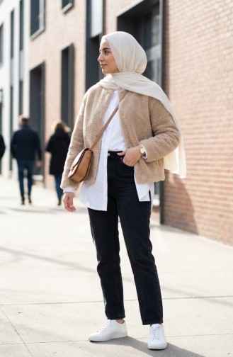 Bontjas Met Knoopsluiting En Sjaalmotief 6341-02 Nerts 6341-02