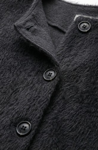 Buttoned Scarf Fur Coat 6341-04 Anthracite 6341-04