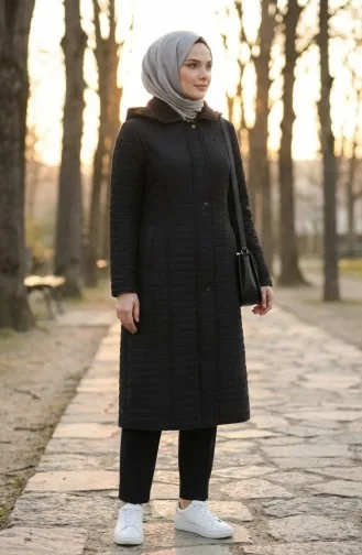 Büyük Beden Kapitone Mont 6239-01 Siyah