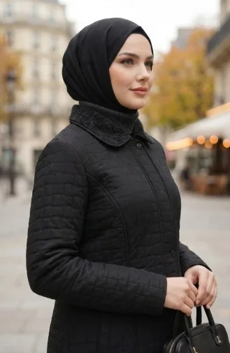 Büyük Beden Kapitone Mont 6239-01 Siyah