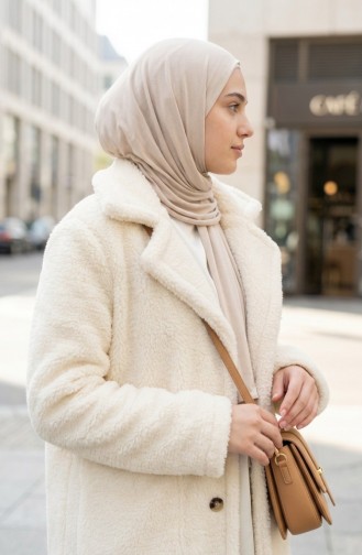 Plüschjacke Mit Knopfleiste Und Taschen Modell 6342-02 Creme 6342-02