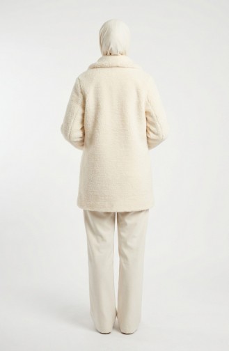 Plüschjacke Mit Knopfleiste Und Taschen Modell 6342-02 Creme 6342-02