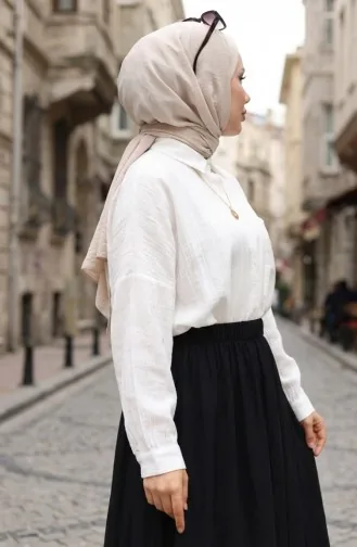 Jupe Coupe Décontractée Avec Taille élastique 0227-03 Noir 0227-03