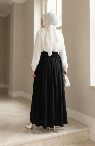Jupe Coupe Décontractée Avec Taille élastique 0227-03 Noir 0227-03