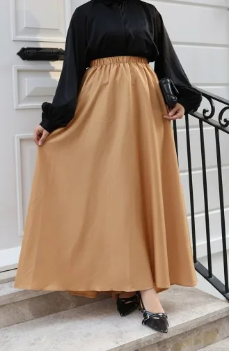 Beli Lastikli Rahat Kesim Etek 0227-04 Sütlü kahve