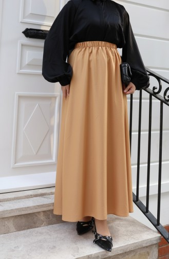 Beli Lastikli Rahat Kesim Etek 0227-04 Sütlü kahve