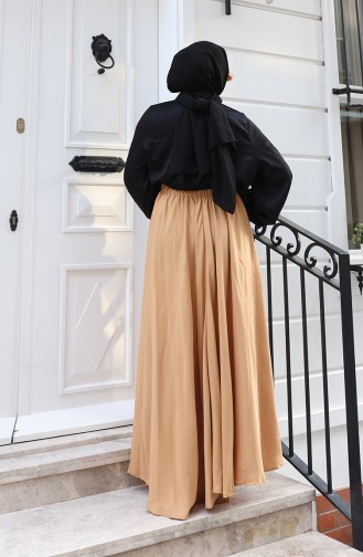 Beli Lastikli Rahat Kesim Etek 0227-04 Sütlü kahve