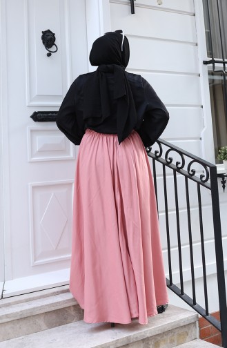 Beli Lastikli Rahat Kesim Etek 0227-06 Gül Kurusu