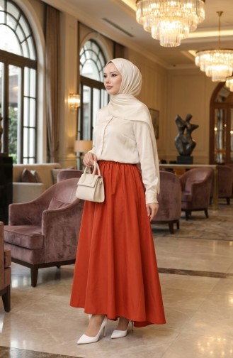 Beli Lastikli Rahat Kesim Etek 0227-07 Taba