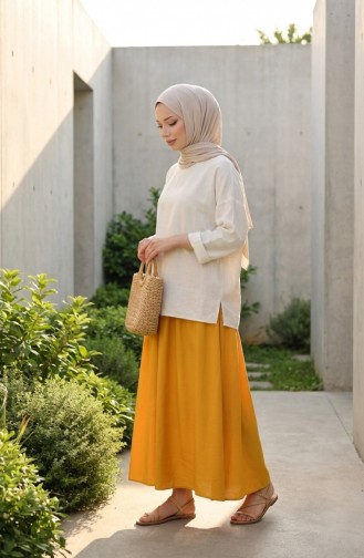 Beli Lastikli Rahat Kesim Etek 0227-08 Hardal