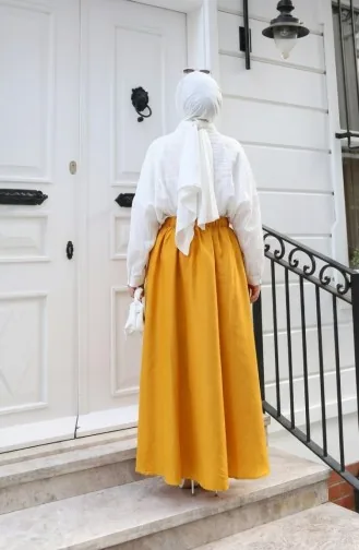 Jupe Taille élastique Coupe Décontractée 0227-08 Moutarde 0227-08