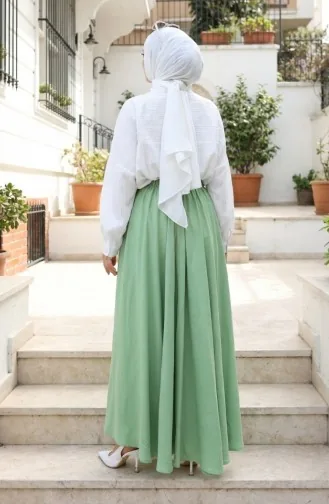 Jupe Coupe Décontractée Avec Taille élastique 0227-09 Vert Sauge 0227-09