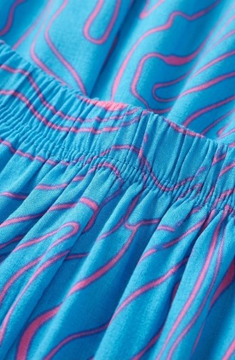 Gemusterter Rock Mit Elastischem Bund Und Lockerer Passform Modell 0227E-01 Türkis 0227E-01