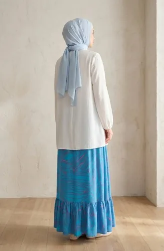 Jupe Turquoise à Taille élastique Et Coupe Décontractée 0227E-01