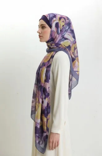 Floral Patterned Scarf 1006-01 Lilac 1006-01