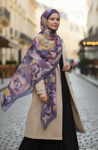 Floral Patterned Scarf 1006-01 Lilac 1006-01