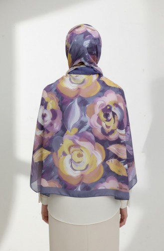 Sjaal Met Bloemenpatroon 1006-01 Lila 1006-01